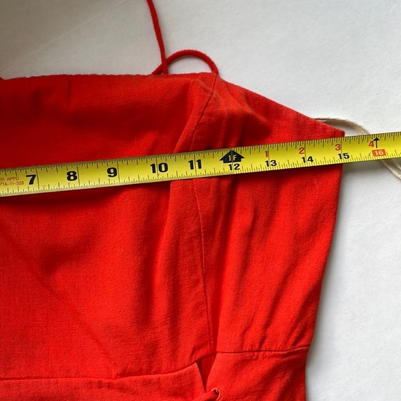 Free People Francesca Midi Dress Square Neck Size XS Orange Red - Picture 10 of 13